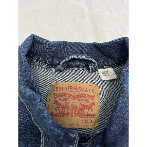 Levi Strauss Men's Dark Blue Denim Trucker Jean Jacket Size XL #72334 Buttons - Picture 2 of 13